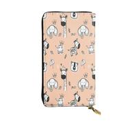 FEYUNYAN Long portefeuille en cuir de qualité supérieure pour femme, organiseur de cartes d'identité de grande capacité avec poche zippée, sac à main animal mignon pour femme, long portefeuille pour
