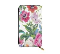 FEYUNYAN Long portefeuille en cuir de qualité supérieure pour femme, organiseur de cartes d'identité de grande capacité avec poche zippée, sac à main à motif floral de jardin pour femme, pochette