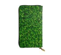 FEYUNYAN Long portefeuille en cuir de qualité supérieure pour femme, organiseur de cartes d'identité de grande capacité avec poche zippée, sac à main mural à feuilles vertes pour femme, long