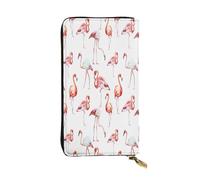 FEYUNYAN Long portefeuille en cuir de qualité supérieure pour femme, organiseur de cartes d'identité de grande capacité avec poche zippée, sac à main pour femme motif flamant rose, long portefeuille