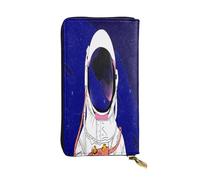 FEYUNYAN Long portefeuille en cuir de qualité supérieure pour femme, organiseur de cartes d'identité de grande capacité avec poche zippée, sac à main pour femme motif homme cool dans la galaxie, long