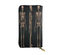 FEYUNYAN Long portefeuille en cuir de qualité supérieure pour femme, organiseur de cartes d'identité de grande capacité avec poche zippée, trois crânes, long portefeuille pour femme (voyage, bureau