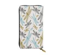FEYUNYAN Long portefeuille en cuir de qualité supérieure pour femme, organiseur de cartes d'identité de grande capacité avec poche zippée, sac à main simple libellule pour femme, long portefeuille