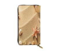 FEYUNYAN Long portefeuille en cuir de qualité supérieure pour femme, organiseur de cartes d'identité de grande capacité avec poche zippée, sac à main de plage sable pour femme, long portefeuille pour