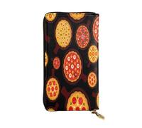 FEYUNYAN Long portefeuille en cuir de qualité supérieure pour femme, organiseur de cartes d'identité de grande capacité avec poche zippée, sac à main pour pizza, portefeuille long pour femme (voyage