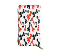 FEYUNYAN Long portefeuille en cuir de qualité supérieure pour femme, organiseur de cartes d'identité de grande capacité avec poche zippée, motif d'échecs pour femme, portefeuille long pour femme