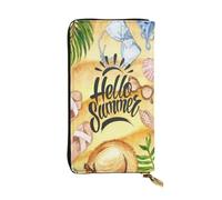 FEYUNYAN Long portefeuille en cuir de qualité supérieure pour femme, organiseur de cartes d'identité de grande capacité avec poche zippée, sac à main Hello Summer pour femmes, long portefeuille pour
