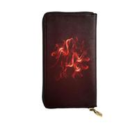FEYUNYAN Long portefeuille en cuir de qualité supérieure pour femme, organiseur de cartes d'identité de grande capacité avec poche zippée, sac à main rouge flamme, portefeuille long pour femme (voyage