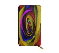 FEYUNYAN Long portefeuille en cuir de qualité supérieure pour femme, organiseur de cartes d'identité de grande capacité avec poche zippée, rose arc-en-ciel, long portefeuille pour femme (voyage