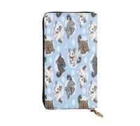 FEYUNYAN Long portefeuille en cuir pour femme, organiseur de cartes d'identité de grande capacité avec poche zippée, sac à main bleu Chinchillas Moon pour femme, long portefeuille pour femme (voyage