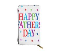 FEYUNYAN Long portefeuille en cuir pour femme, organiseur de cartes d'identité de grande capacité avec poche zippée, sac à main motif étoiles « Happy Father's Day », portefeuille long pour femme