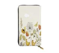 FEYUNYAN Long portefeuille en cuir pour femme, organiseur de cartes d'identité de grande capacité avec poche zippée, poule, papillons, fleurs, portefeuille long pour femme (voyage, bureau, utilisation