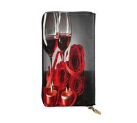 FEYUNYAN Long portefeuille en cuir pour femme, organiseur de cartes d'identité de grande capacité avec poche zippée, rouge vin rose bougie, portefeuille long pour femme (voyage, bureau, utilisation