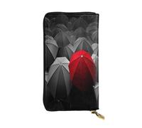 FEYUNYAN Long portefeuille en cuir pour femme, organiseur de cartes d'identité de grande capacité avec poche zippée, parapluies pour le jour de tristesse et d'orage, long portefeuille pour femme