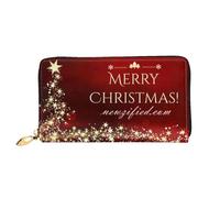 FEYUNYAN Long portefeuille en cuir pour femme, porte-monnaie Merry Christmas pour femme, blocage RFID, grande capacité, plusieurs emplacements pour cartes, porte-monnaie à fermeture éclair