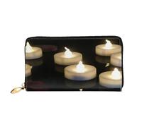 FEYUNYAN Long portefeuille en cuir pour femme, porte-monnaie pour femme, blocage RFID, grande capacité, plusieurs emplacements pour cartes, fermeture éclair, porte-monnaie en cuir pour femme, Bougie