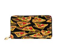 FEYUNYAN Long portefeuille en cuir pour femme, sac à main pizza 3D, blocage RFID, support de chéquier de grande capacité, plusieurs emplacements pour cartes, porte-monnaie à fermeture éclair