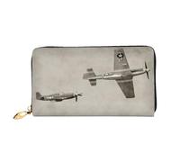 FEYUNYAN Long portefeuille en cuir pour femme, sac à main pour femme de la Seconde Guerre mondiale, avion de la Seconde Guerre mondiale, porte-monnaie pour femme, blocage RFID, grande capacité