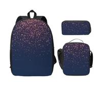 FEYUNYAN Lot de 3 sacs à dos d'école pour filles et garçons - Imprimé étoiles bleu marine - Sac à dos pour ordinateur portable de 15", sac à déjeuner isotherme, trousse à crayons, cartable