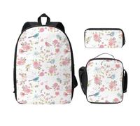FEYUNYAN Lot de 3 sacs à dos d'école pour filles et garçons, imprimé floral sauvage, sac à dos pour ordinateur portable de 15", sac à déjeuner isotherme, trousse à crayons, cartable intermédiaire pour
