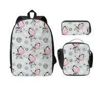 FEYUNYAN Lot de 3 sacs à dos d'école pour filles et garçons, joli imprimé zèbre, sac à dos pour ordinateur portable de 38,1 cm, sac à déjeuner isotherme, trousse à crayons, cartable intermédiaire pour