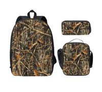FEYUNYAN Lot de 3 sacs à dos d'école pour filles et garçons, motif camouflage automnal, sac à dos pour ordinateur portable de 15", sac à déjeuner isotherme, trousse à crayons, cartable pour