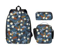 FEYUNYAN Lot de 3 sacs à dos d'école pour filles et garçons, motif nature sauvage, sac à dos pour ordinateur portable de 15", sac à déjeuner isotherme, trousse à crayons, cartable intermédiaire pour
