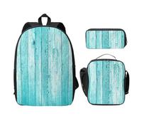 FEYUNYAN Lot de 3 sacs à dos d'école pour filles et garçons, motif planches de bois, sac à dos pour ordinateur portable de 38,1 cm, sac à déjeuner isotherme, trousse à crayons, cartable intermédiaire