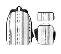 FEYUNYAN Lot de 3 sacs à dos d'école pour filles et garçons, motif rayures triangulaires, sac d'école bohème pour ordinateur portable de 15", sac à déjeuner isotherme, trousse à crayons, cartable