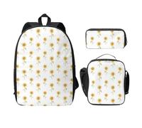 FEYUNYAN Lot de 3 sacs à dos d'école pour filles et garçons, motif tournesol en fleurs, sac à dos pour ordinateur portable de 38,1 cm, sac à déjeuner isotherme, trousse à crayons, cartable