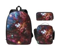 FEYUNYAN Lot de 3 sacs à dos d'école pour filles et garçons, sac d'école imprimé groupe spatial, sac à dos pour ordinateur portable de 15", sac à déjeuner isotherme, trousse à crayons, cartable