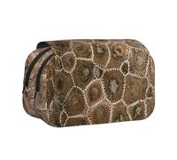 FEYUNYAN Petoskey Trousse à crayons double couche en tissu Oxford durable pour fournitures scolaires, examens de voyage, sac de rangement pour fille et garçon, 20 x 11 x 10 cm, Petoskey Stone, Taille