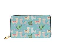 FEYUNYAN Portefeuille long en cuir pour femme, joli cœur rose alpaga, porte-monnaie pour femme, blocage RFID, grande capacité, plusieurs emplacements pour cartes, porte-monnaie en cuir pour femme