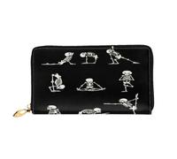 FEYUNYAN Portefeuille long en cuir pour femme, motif crâne d'amour du sport, porte-monnaie pour femme, blocage RFID, grande capacité, plusieurs emplacements pour cartes, porte-monnaie zippé