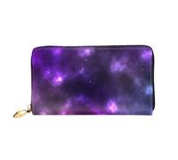 FEYUNYAN Portefeuille long en cuir pour femme, porte-monnaie Magic Galaxy Sky violet, blocage RFID, grande capacité, plusieurs emplacements pour cartes, porte-monnaie à fermeture éclair, portefeuilles