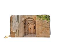 FEYUNYAN Portefeuille long en cuir pour femme, portefeuille d'architecture, rues, maisons, porte-monnaie, portefeuille pour femme, blocage RFID, grande capacité, plusieurs emplacements pour cartes