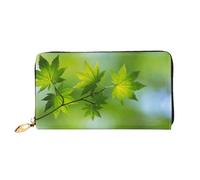 FEYUNYAN Portefeuille long en cuir pour femme, sac à main HD Green Nature, blocage RFID, support de chéquier de grande capacité, plusieurs emplacements pour cartes, porte-monnaie à fermeture éclair