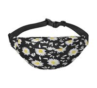 FEYUNYAN Sac banane imperméable ultra léger pour randonnée, voyage, course à pied, sac banane blanc marguerite avec 3 poches zippées, sac banane mains libres durable avec sangle réglable, Marguerite