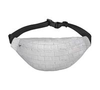 FEYUNYAN Sac banane imperméable ultra léger pour randonnée, voyage, course à pied, sac banane vieux mur de briques blanches avec 3 poches zippées, sac banane mains libres durable avec sangle réglable,