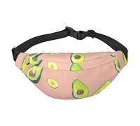 FEYUNYAN Sac banane ultra léger et imperméable pour randonnée, voyage, course à pied, nombreuses images d'avocat avec 3 poches zippées, sac banane mains libres durable avec sangle réglable, De
