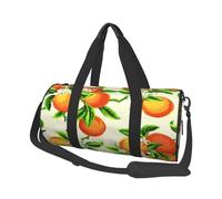 FEYUNYAN Sac de sport rond de grande capacité avec sangle réglable, résistant à l'eau pour le sport, la plage, les voyages en week-end, Fruits d'oranger à fleurs jaunes, Taille unique