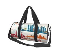 FEYUNYAN Sac de sport rond de grande capacité, sac de voyage spacieux avec sangle réglable, sac de sport résistant à l'eau pour le sport, la plage, les voyages en week-end, Ville touristique, Taille