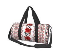 FEYUNYAN Sac de sport rond de grande capacité, style broderie ukrainienne, sac de voyage spacieux avec sangle réglable, sac de sport résistant à l'eau pour le sport, la plage, les voyages en week-end