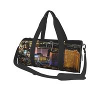 FEYUNYAN Sac de sport rond de grande capacité, vue nocturne de Las Vegas, sac de voyage spacieux avec sangle réglable, sac de sport résistant à l'eau pour le sport, la plage, les voyages en week-end