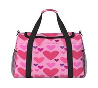FEYUNYAN Sac fourre-tout extra large avec sangle réglable, résistant à l'eau avec poignées antidérapantes, forme d'amour rose, sac à bandoulière en sergé robuste pour salle de sport, week-end et
