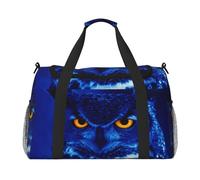 FEYUNYAN Sac fourre-tout extra large avec sangle réglable, résistant à l'eau avec poignées antidérapantes, motif chouette bleue, sac à bandoulière en sergé robuste pour salle de sport, week-end et