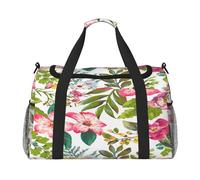 FEYUNYAN Sac fourre-tout extra large avec sangle réglable, résistant à l'eau avec poignées antidérapantes, fleurs d'hibiscus, sac à bandoulière en sergé robuste pour salle de sport, week-end et sports