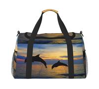 FEYUNYAN Sac fourre-tout extra large avec sangle réglable, sac de voyage résistant à l'eau avec poignées antidérapantes, joli dauphin, sac à bandoulière en sergé robuste pour salle de sport, week-end