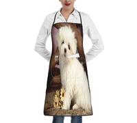 FEYUNYAN Tabliers de cuisine pour homme et femme, motif chien mignon, tablier réglable avec poche, tablier unisexe pour professionnels de la cuisine, résistant à la décoloration, facile à nettoyer