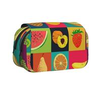 FEYUNYAN Trousse à crayons double couche, grande capacité en tissu Oxford durable, organiseur de papeterie pour fournitures scolaires, examens de voyage, sac de rangement de fruits de style artistique
